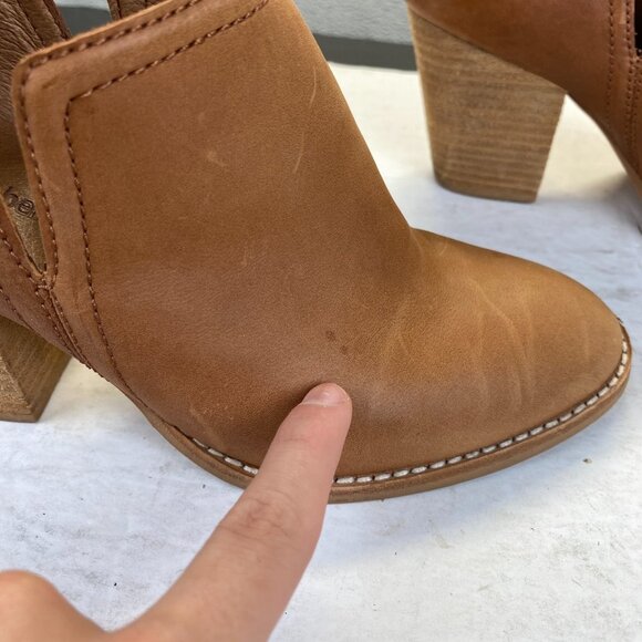 Jeffrey Campbell Rosalee Bootie Tan Stacked Block Heel Size 8.5,Ankle Shoes - Picture 8 of 15